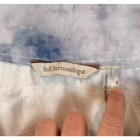 Soft Surroundings Womens Tie Dye Tunic Top Small Embroidered Beaded Hippie Artsy - Picture 4 of 5